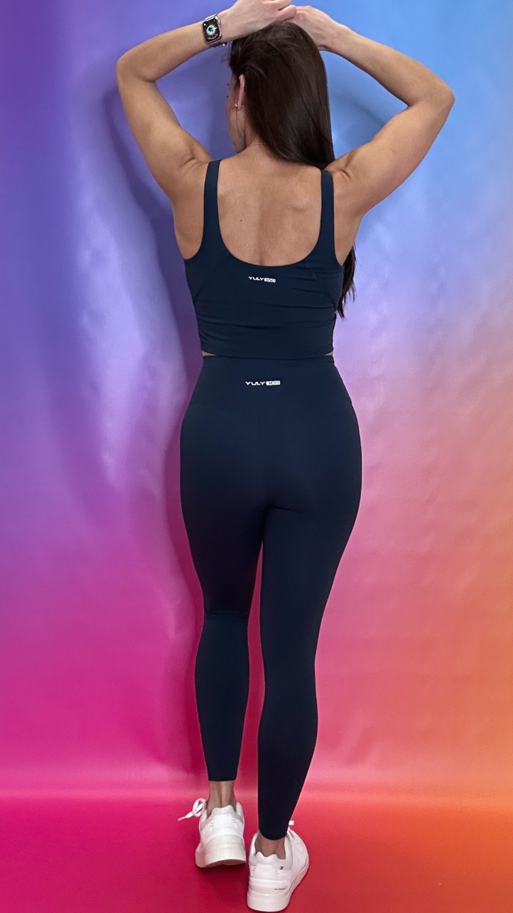 Back view of Odyssey Bra in navy — sleek adjustable fit and full coverage