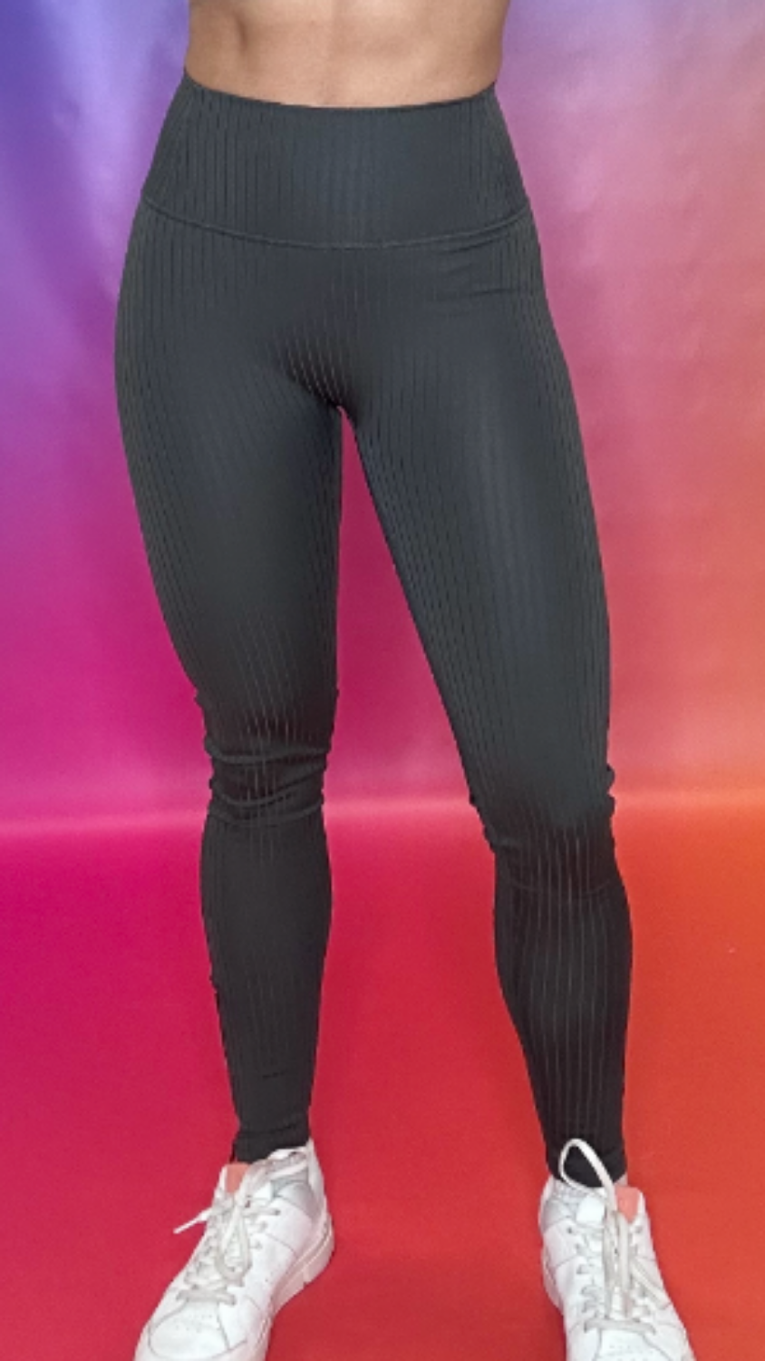 Model wearing Enclave Leggings front view — ribbed high-waisted leggings by YULY360