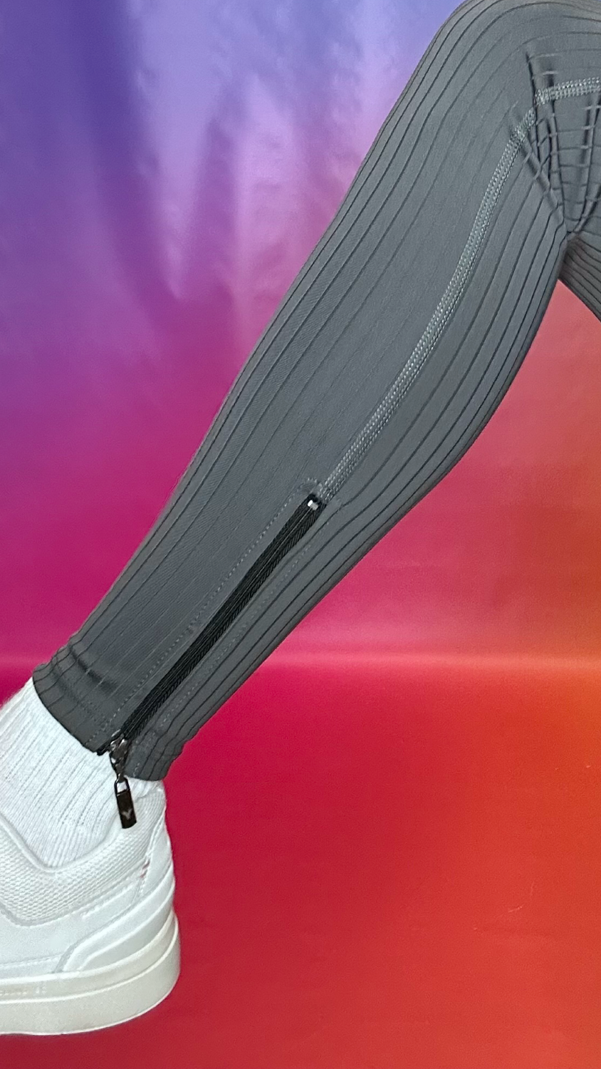 Close-up of Enclave Leggings ankle zipper — stylish and functional design for easy styling