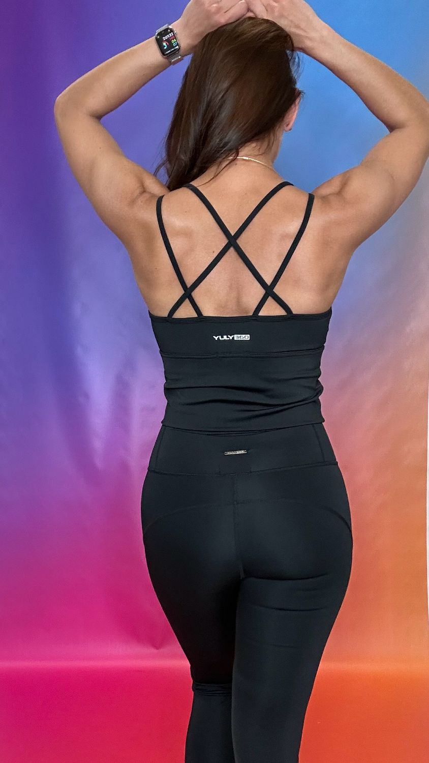 Back view of Go Getter Bra in black — sleek supportive activewear design