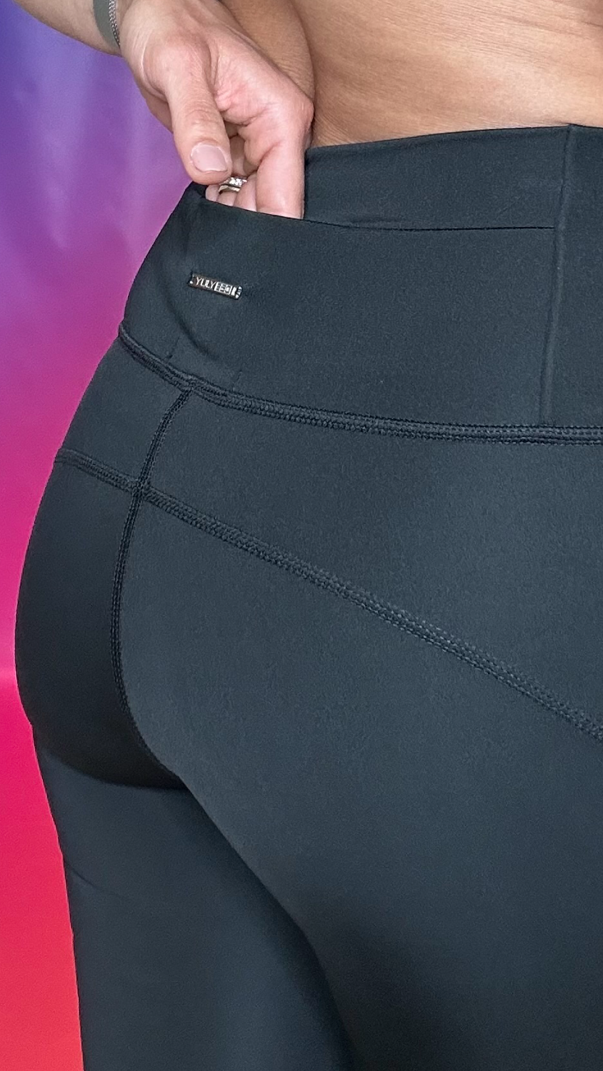 Close-up detail of Go Getter Leggings back — cellulite-reducing mesh shorts design