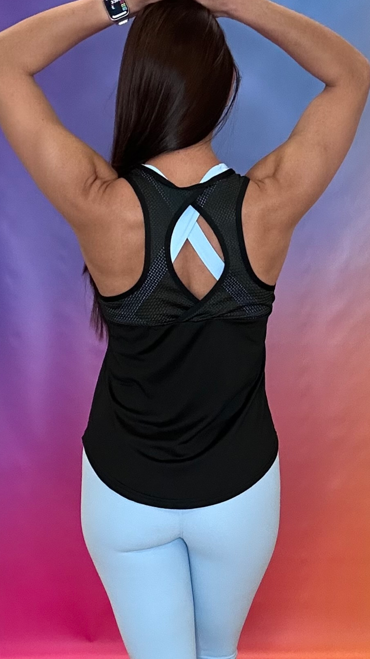 Athletic back view of Sparkle Tank Top styled for performance and comfort